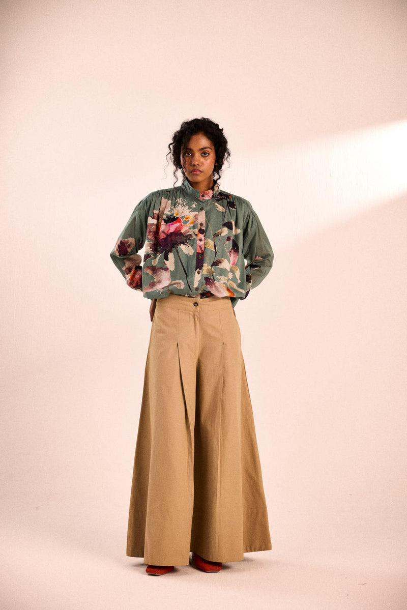Morning coffee pants by Khara Kapas in brown for women in Singapore