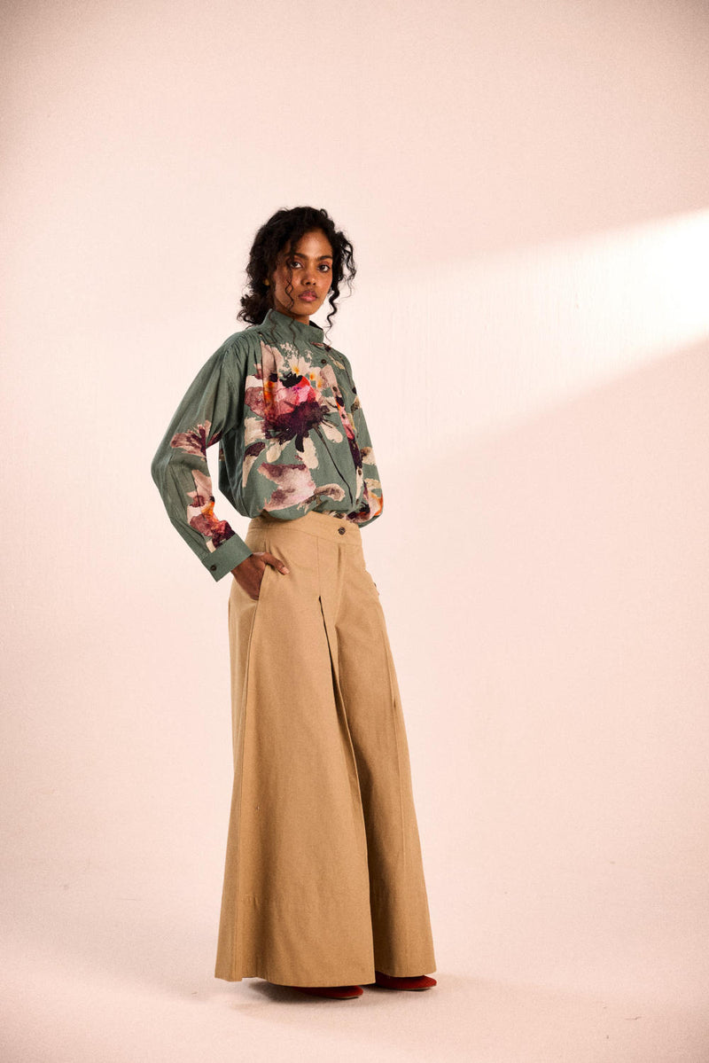 Morning coffee pants by Khara Kapas in brown for women in Singapore