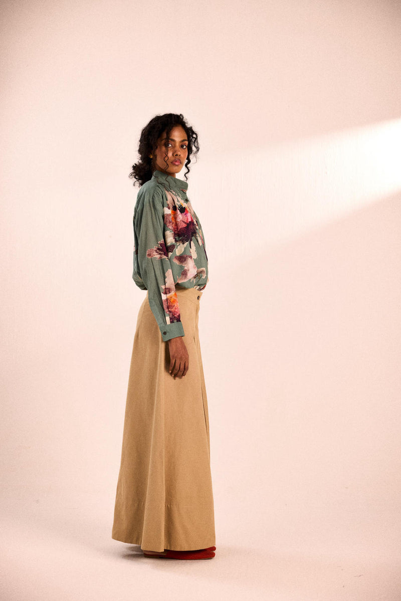Morning coffee pants by Khara Kapas in brown for women in Singapore