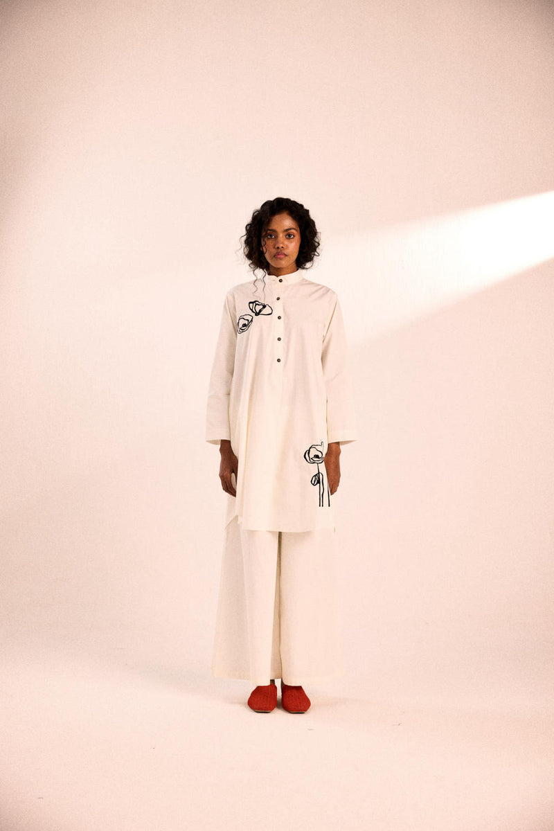 Lily dew co-ord set poplin by Khara Kapas in white for women in Singapore
