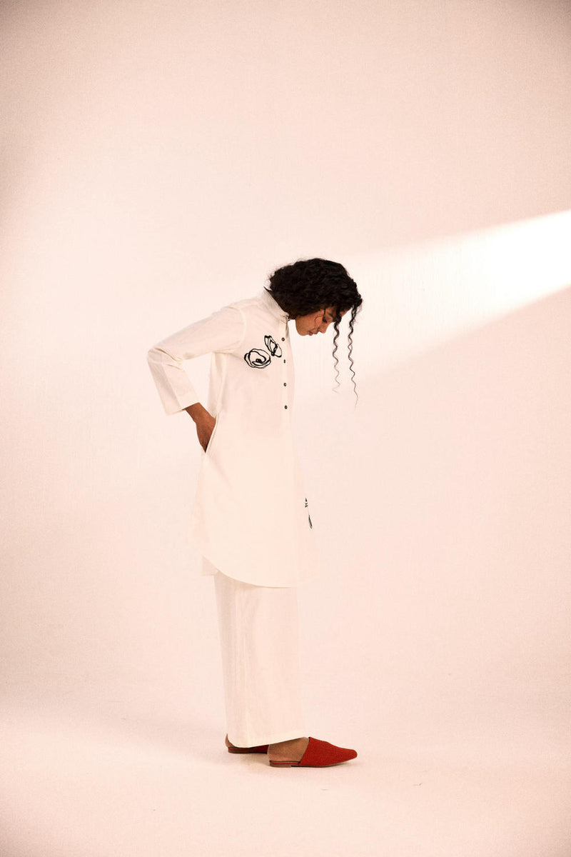 Lily dew co-ord set poplin by Khara Kapas in white for women in Singapore