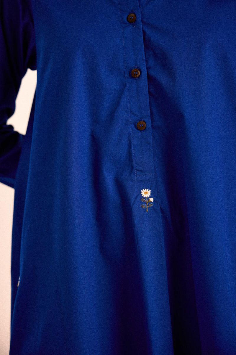 Lunar co-ord set poplin by Khara Kapas in blue for women in Singapore