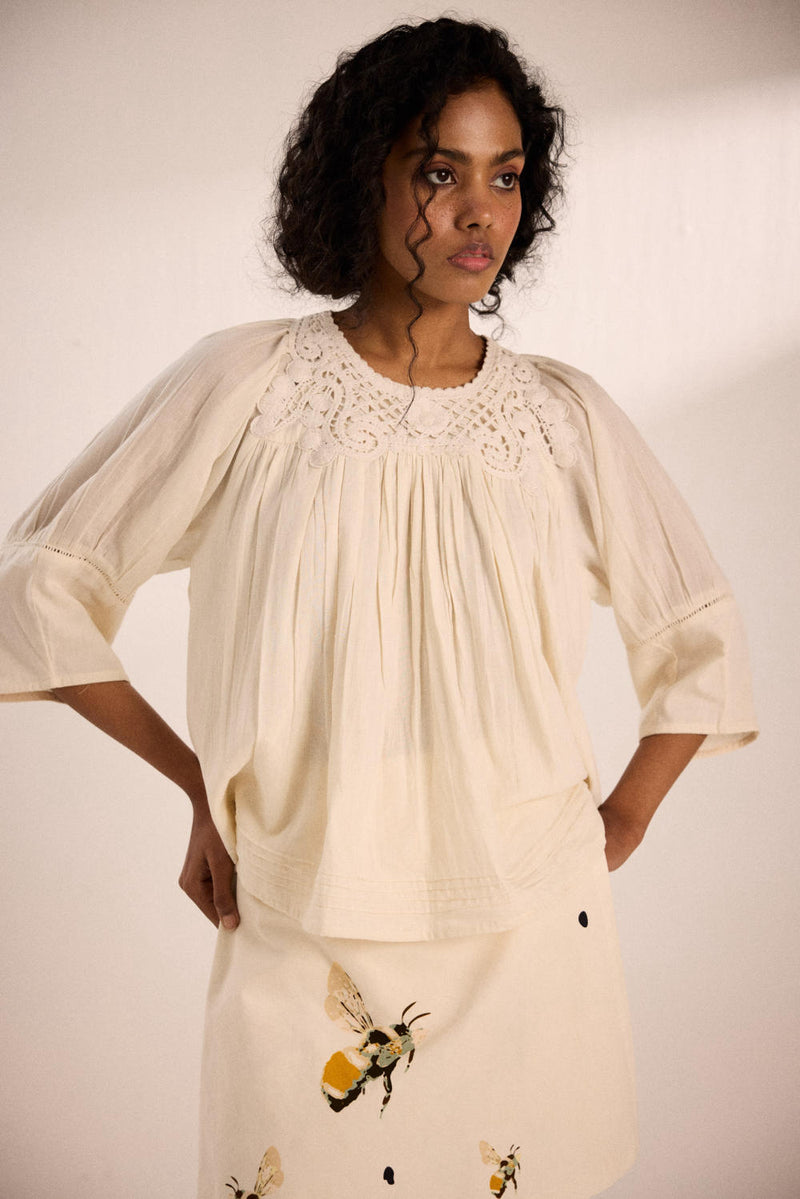 Breeze top by Khara Kapas in white for women in Singapore