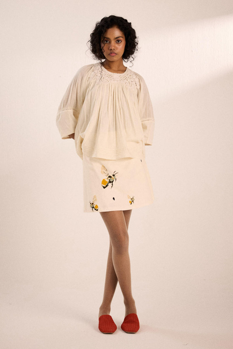 Breeze top by Khara Kapas in white for women in Singapore
