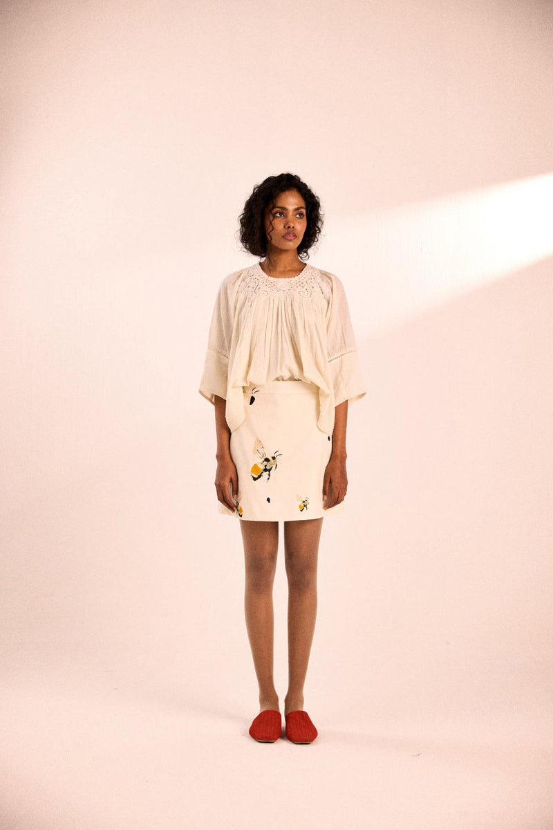 Bumble Bee Skirt Shorts twill by Khara Kapas in white for women in Singapore