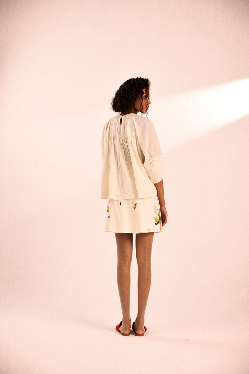 Bumble Bee Skirt Shorts twill by Khara Kapas in white for women in Singapore