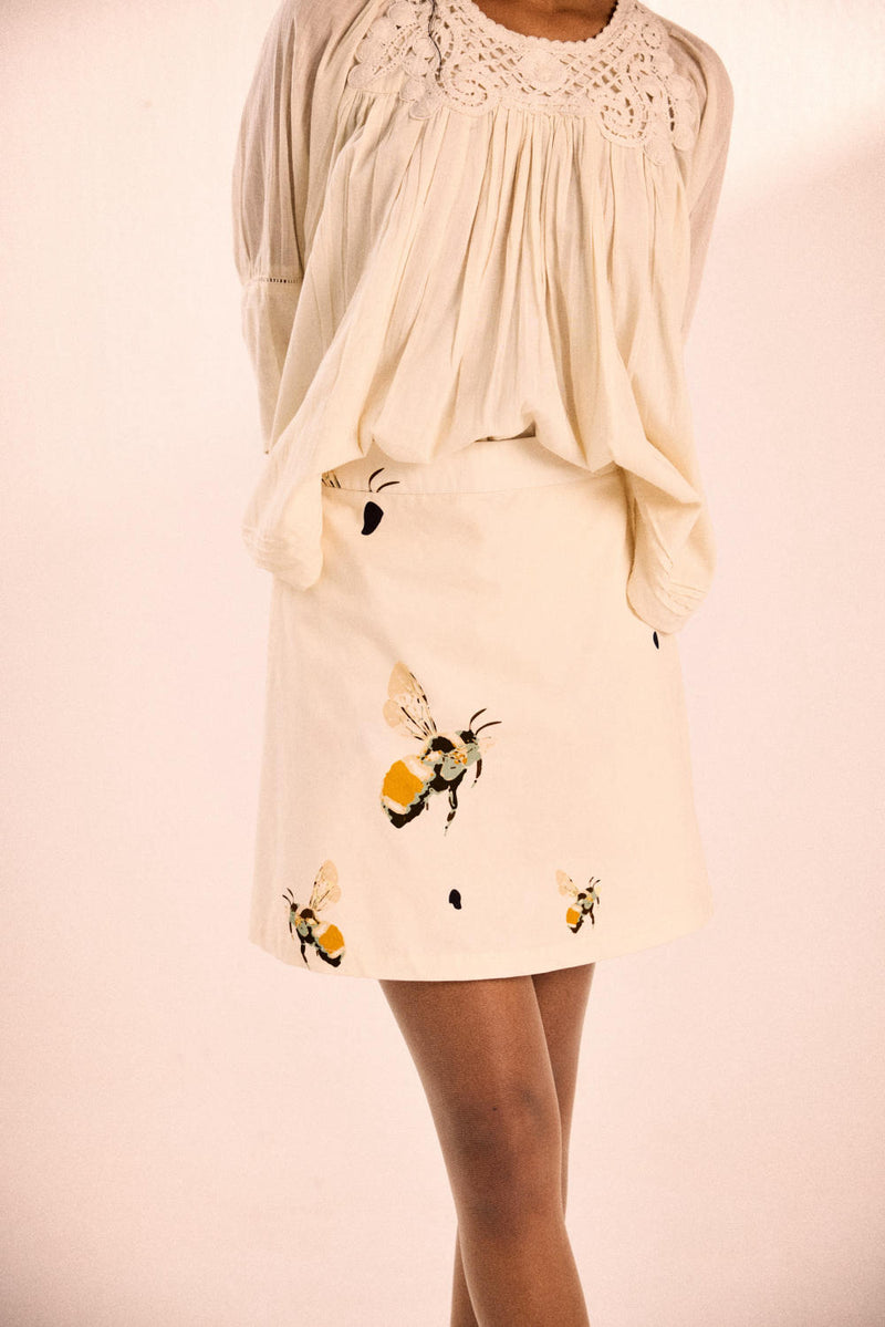 Bumble Bee Skirt Shorts twill by Khara Kapas in white for women in Singapore
