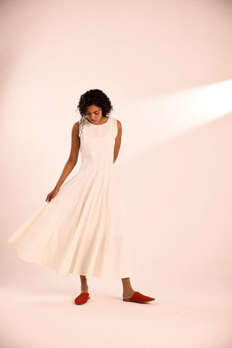 Daisy Dance Dress poplin by Khara Kapas in white for women in Singapore