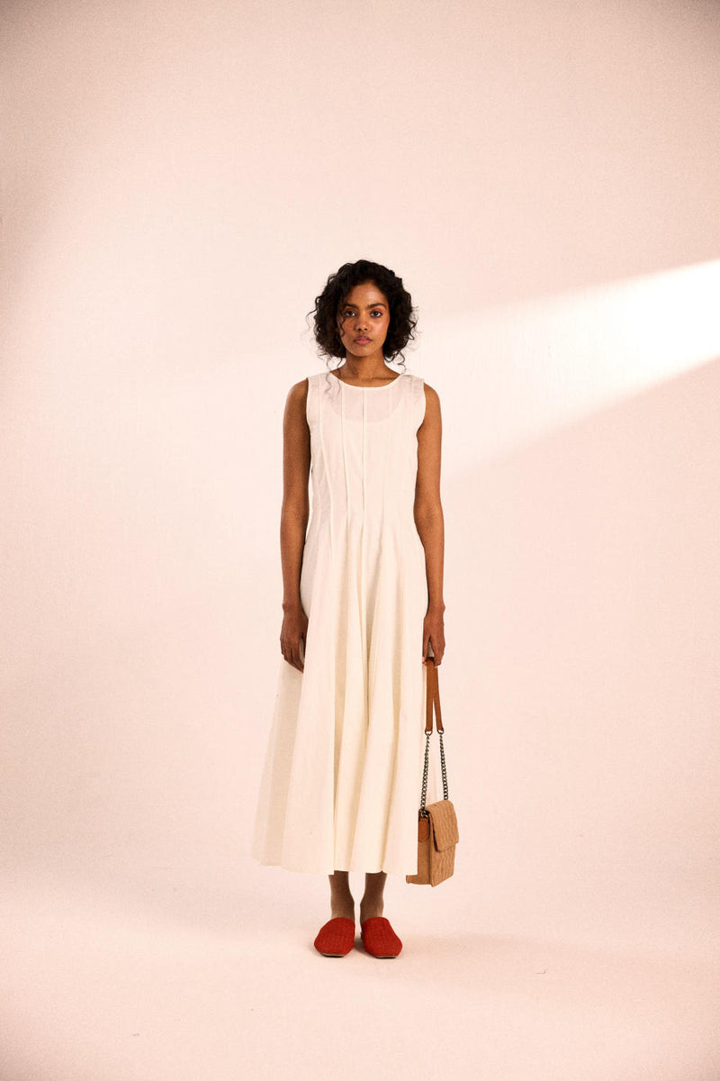 Daisy Dance Dress poplin by Khara Kapas in white for women in Singapore