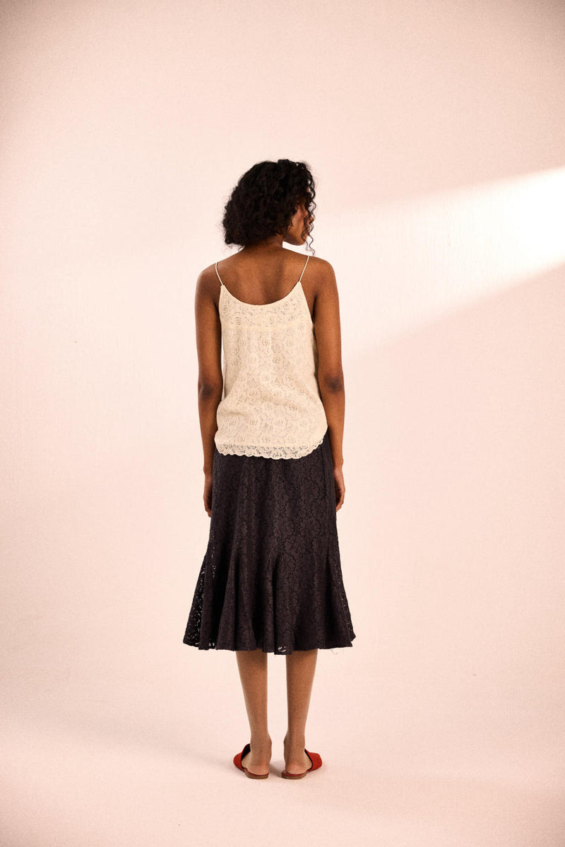 Inky allure skirt cotton by Khara Kapas in black for women in Singapore
