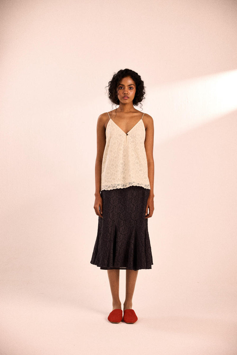 Inky allure skirt cotton by Khara Kapas in black for women in Singapore