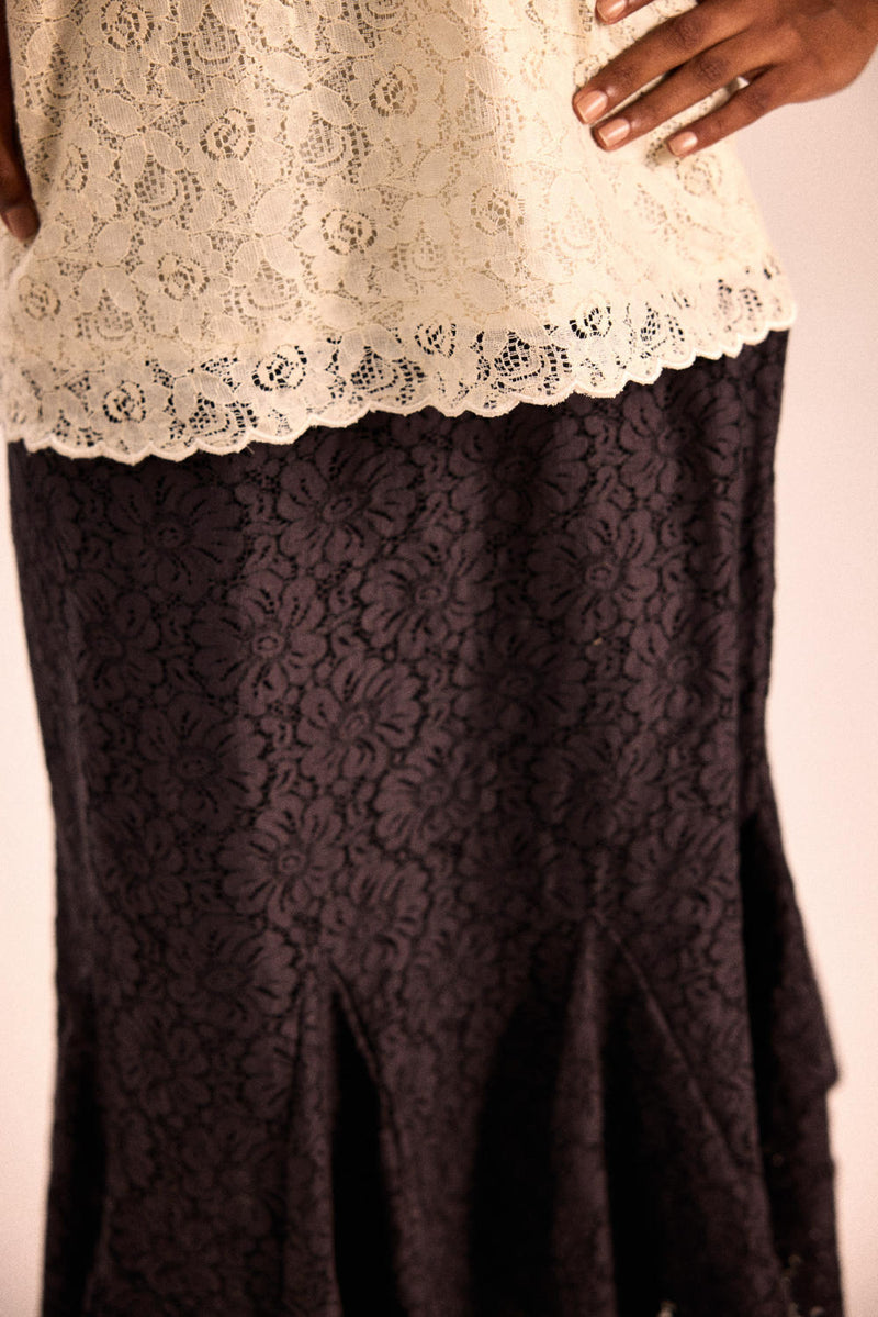 Inky allure skirt cotton by Khara Kapas in black for women in Singapore