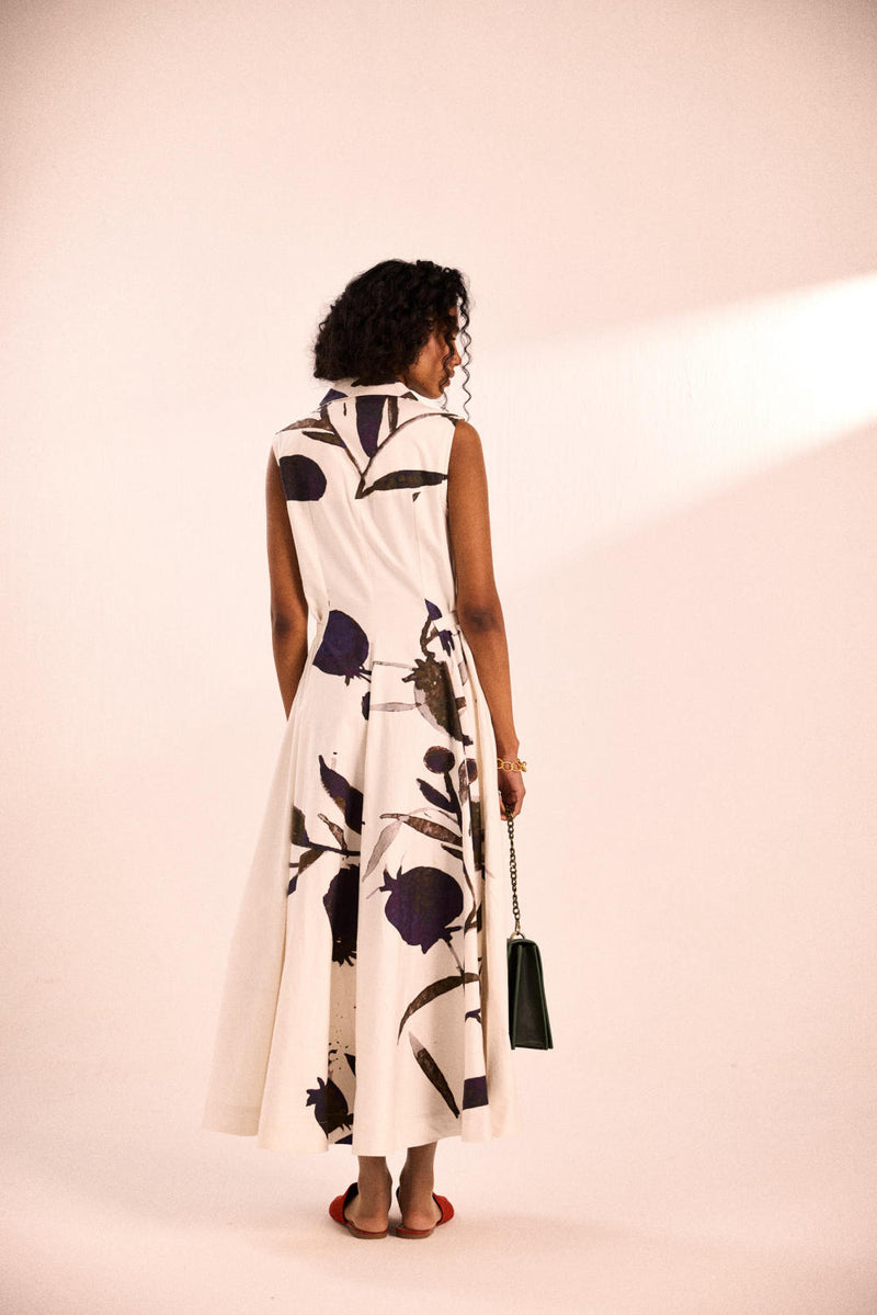 Ink and ivory dress twill by Khara Kapas in black for women in Singapore