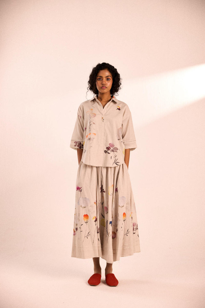 Oat Bloom skirt set by Khara Kapas for women in Singapore
