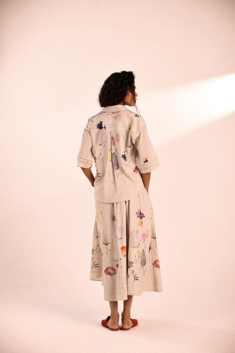 Oat Bloom skirt set by Khara Kapas for women in Singapore