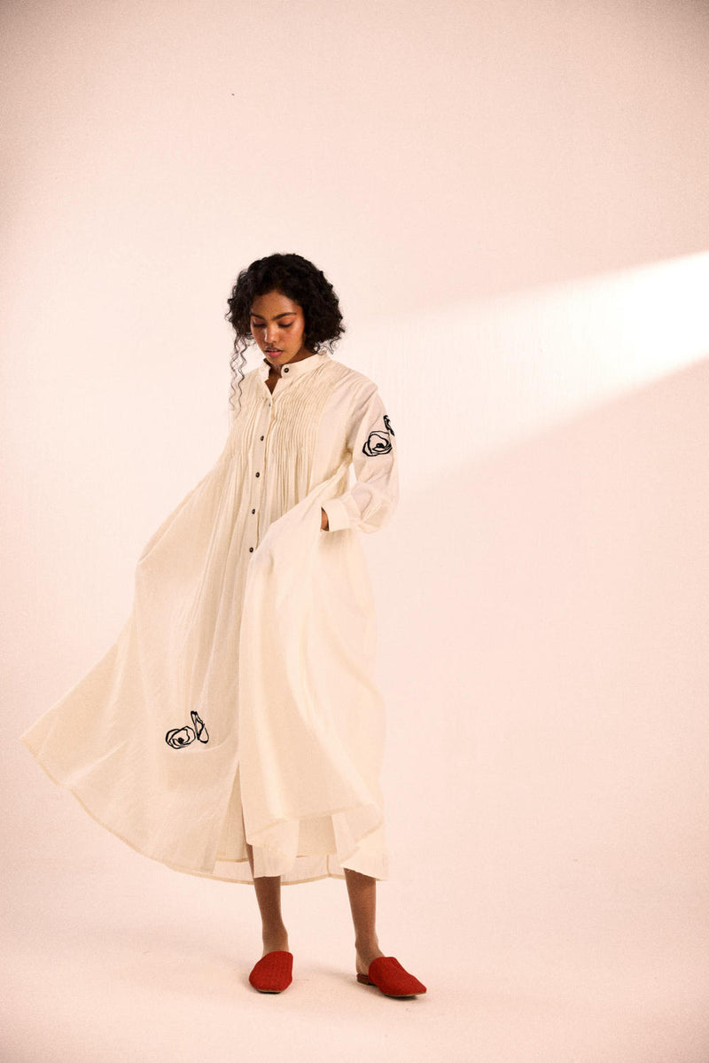 Frosted rose dress by Khara Kapas in white for women in Singapore