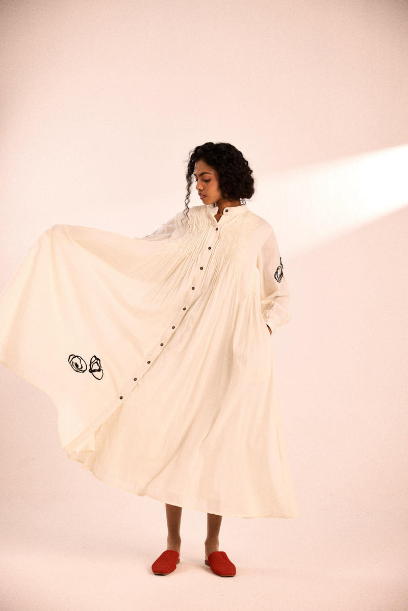 Frosted rose dress by Khara Kapas in white for women in Singapore