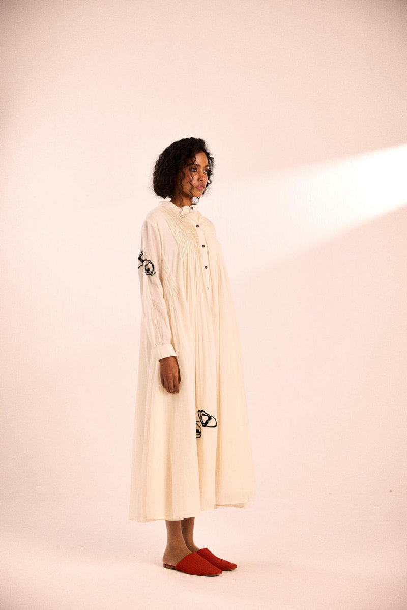 Frosted rose dress by Khara Kapas in white for women in Singapore