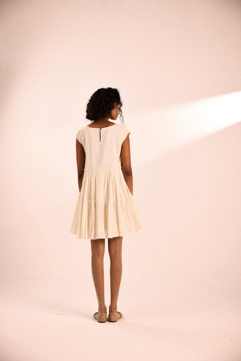 Vanilla veil dress by Khara Kapas in white for women in Singapore