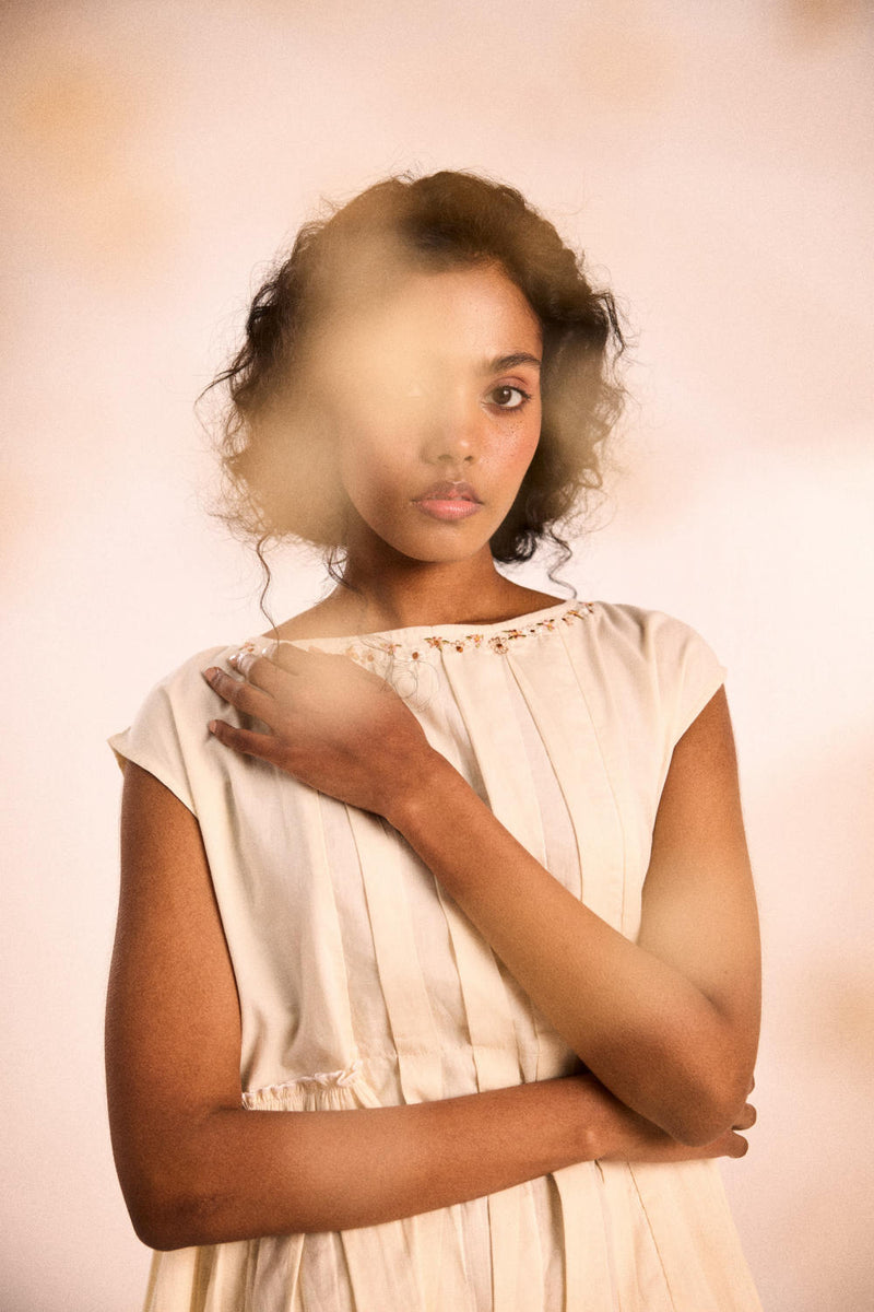 Vanilla veil dress by Khara Kapas in white for women in Singapore