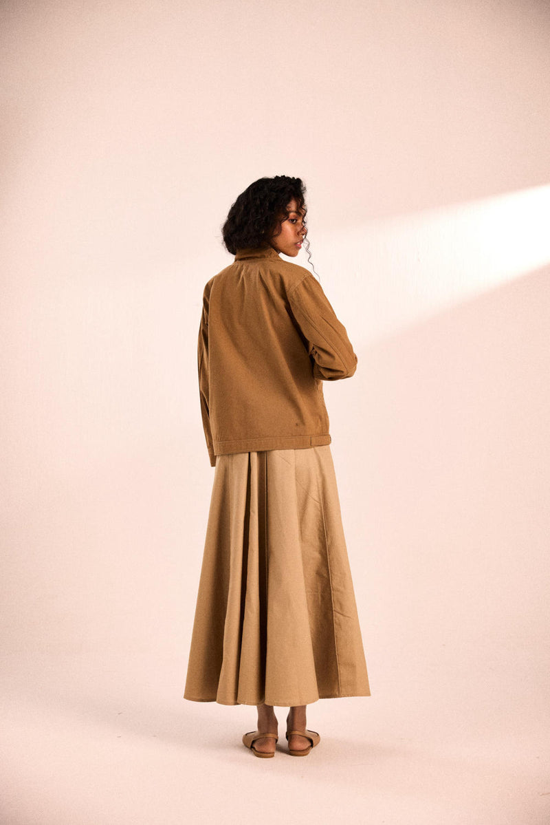 Latte Must jacket twill by Khara Kapas in brown for women in Singapore