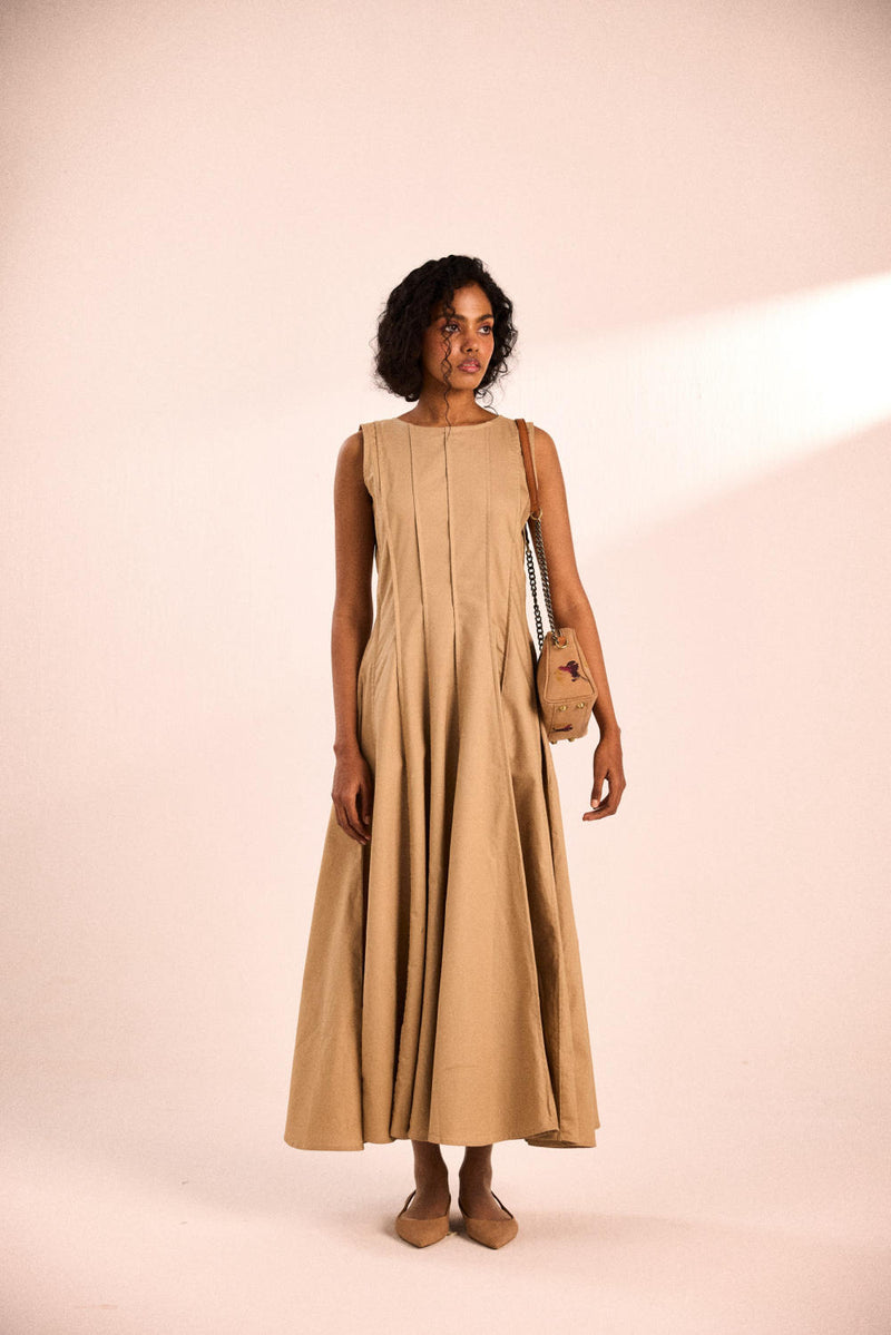 Espresso dress oxford by Khara Kapas in brown for women in Singapore