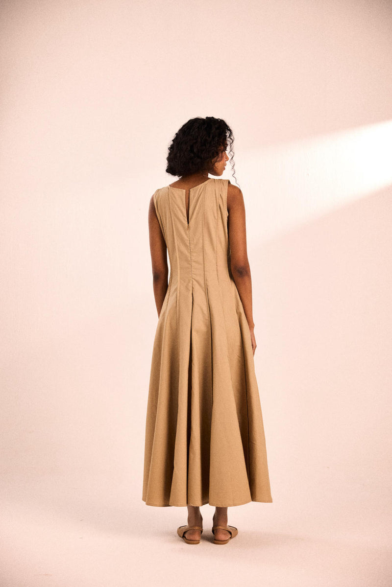 Espresso dress oxford by Khara Kapas in brown for women in Singapore