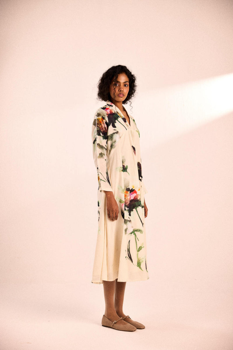 Snow Blossom dress by Khara Kapas in white for women in Singapore