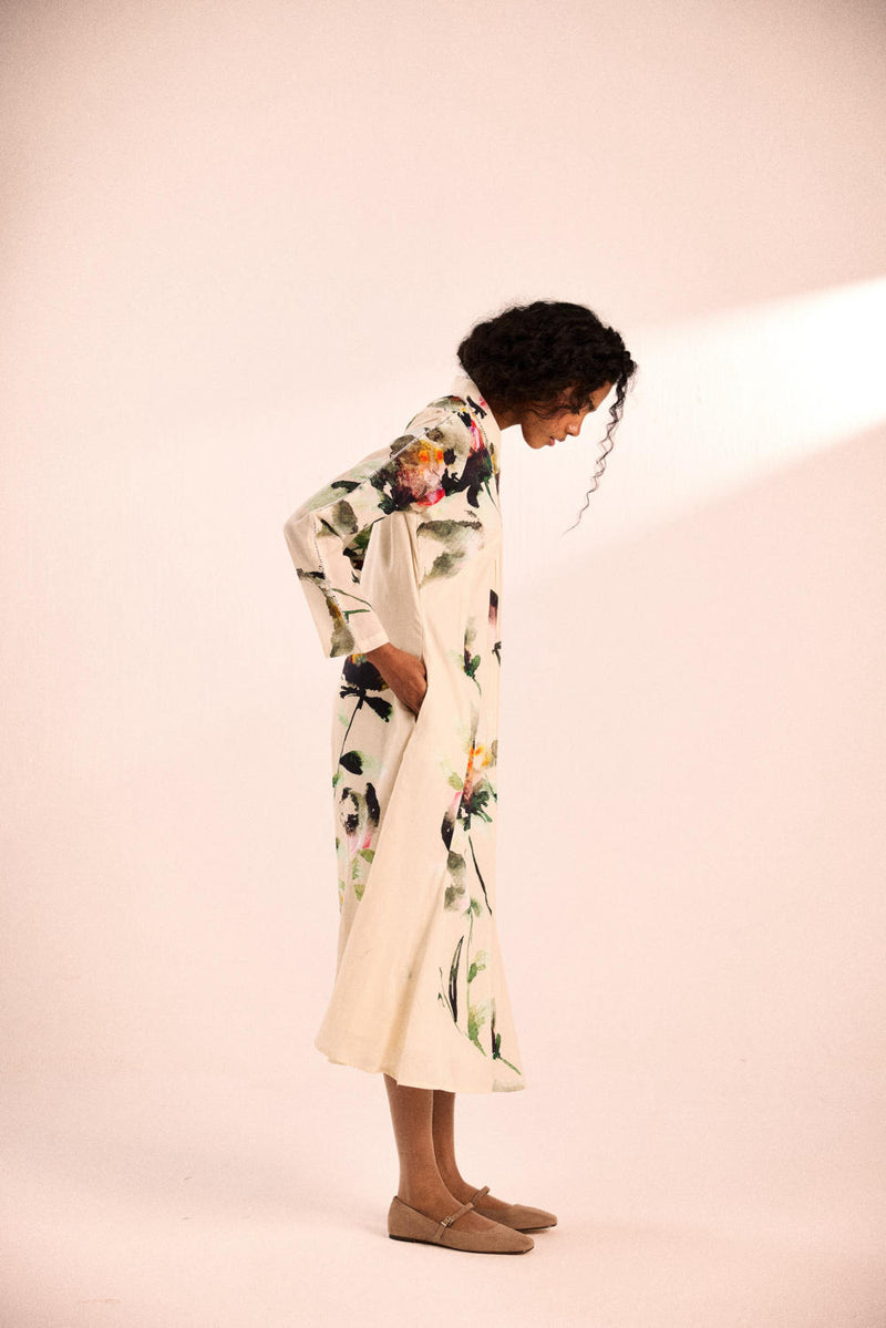 Snow Blossom dress by Khara Kapas in white for women in Singapore