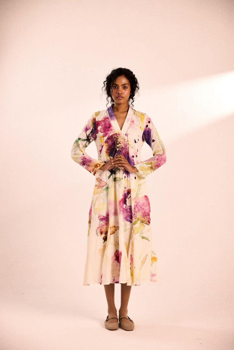 English Garden dress by Khara Kapas in white for women in Singapore