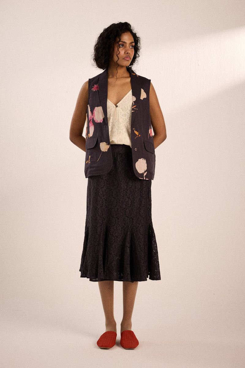 Cola Bloom Top cotton top/shirt by Khara Kapas in brown for women in Singapore