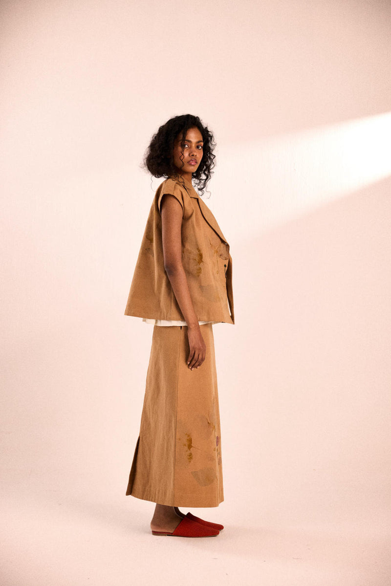Prickled Dreams Jacket twill by Khara Kapas in brown for women in Singapore