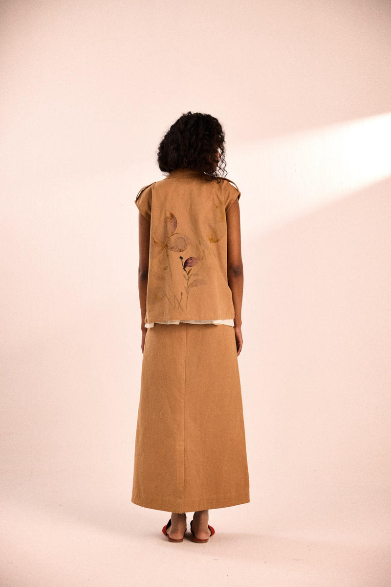 Prickled Dreams Jacket twill by Khara Kapas in brown for women in Singapore