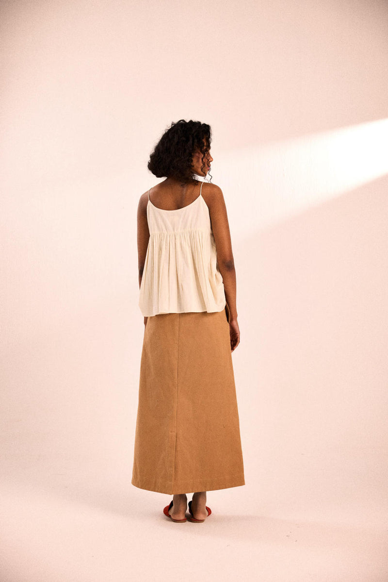 Prickled Dreams Skirt twill by Khara Kapas in brown for women in Singapore