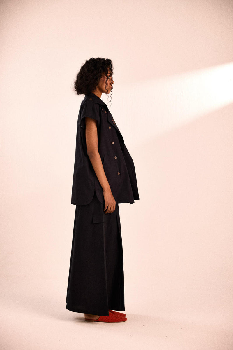 Ebony Evening Jacket poplin by Khara Kapas in black for women in Singapore