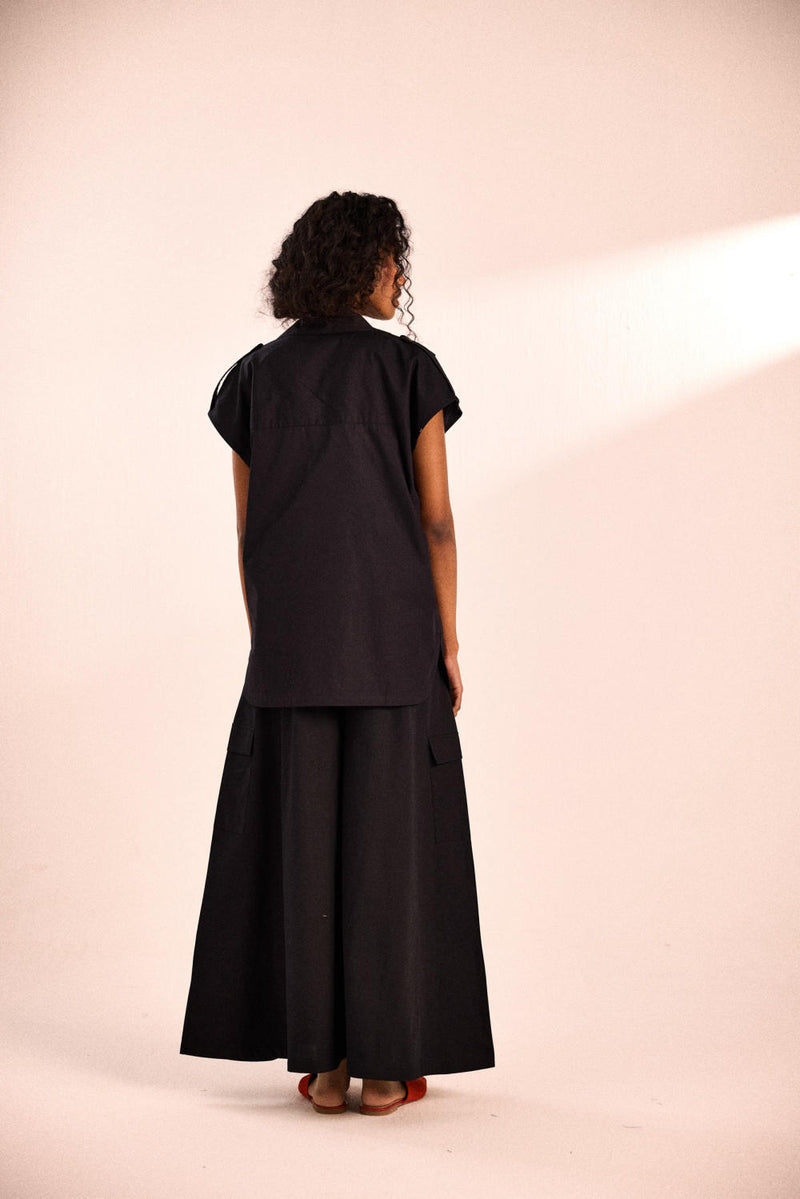 Ebony Evening Jacket poplin by Khara Kapas in black for women in Singapore