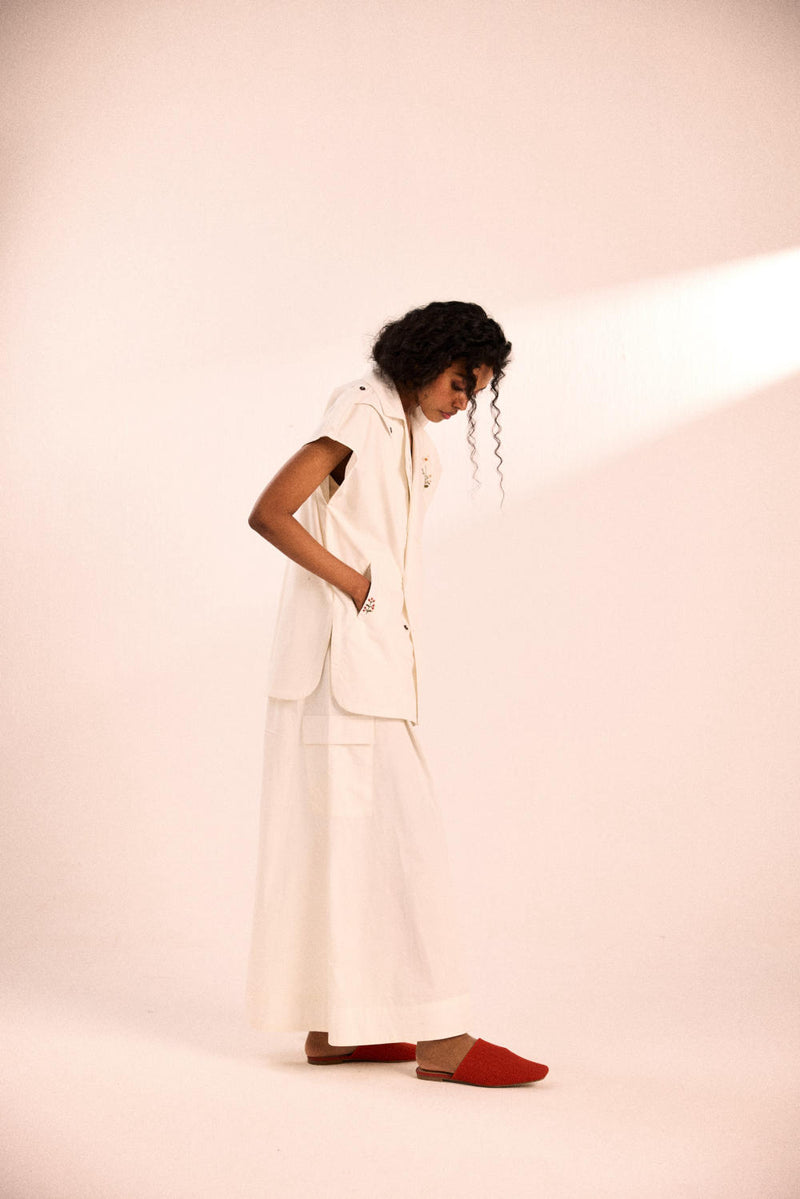 White Rose Pants poplin by Khara Kapas in white for women in Singapore