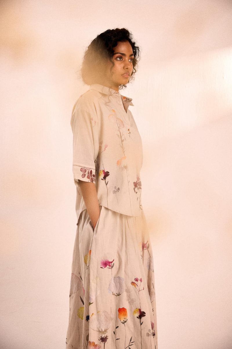 Oat Bloom skirt by Khara Kapas for women in Singapore