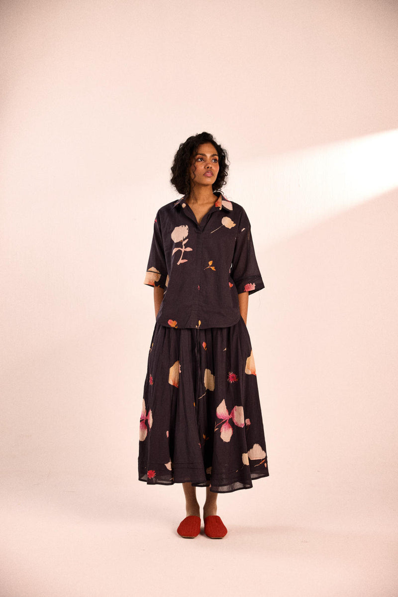 Ashened rose Skirt by Khara Kapas in grey for women in Singapore