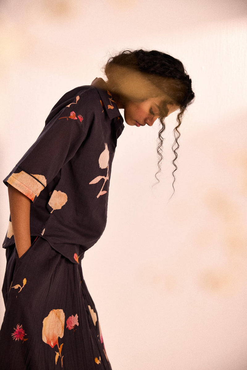 Ashened rose Skirt by Khara Kapas in grey for women in Singapore