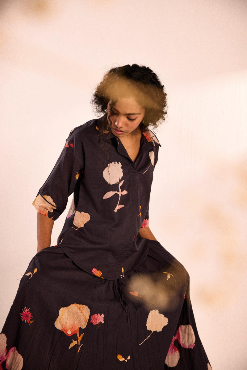 Ashened rose Skirt by Khara Kapas in grey for women in Singapore