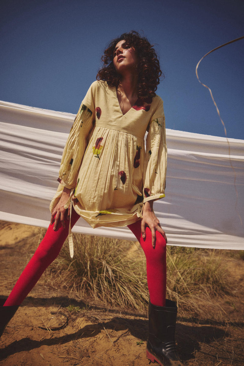 Buttercup Dress by Khara Kapas in yellow for women in Singapore