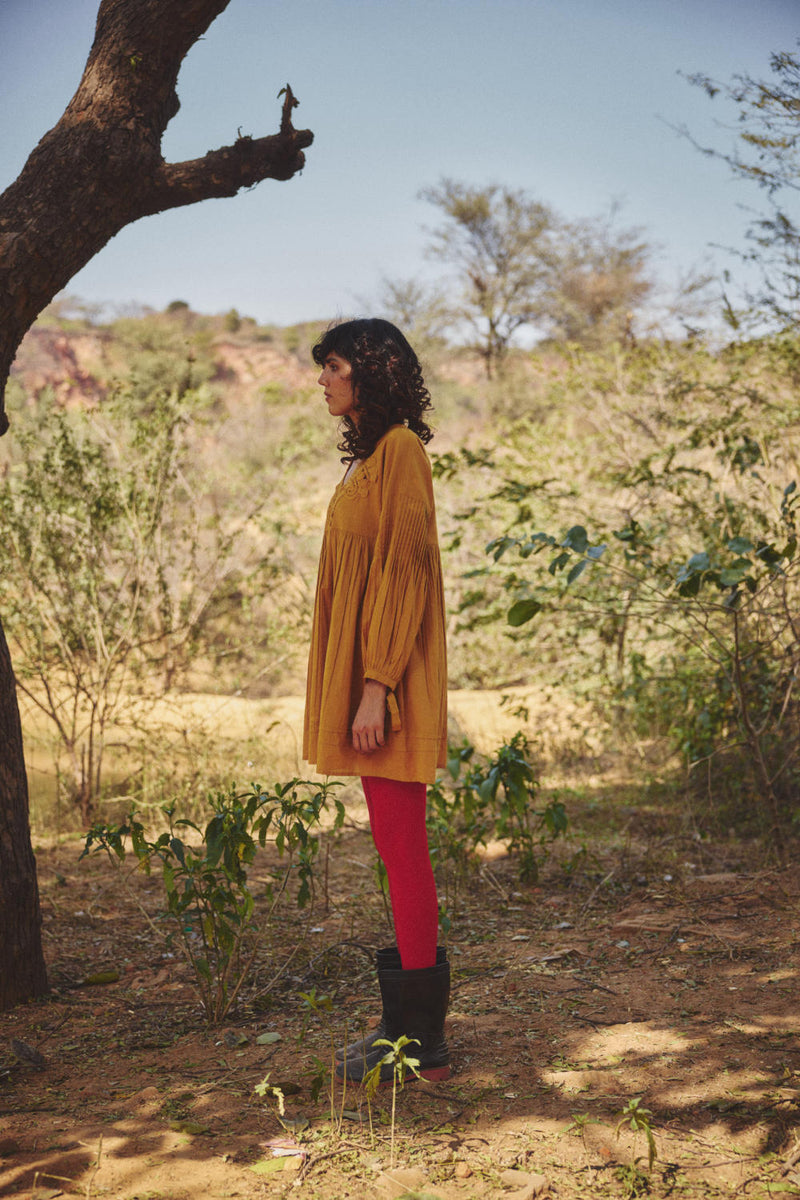 Honeydrop dress by Khara Kapas in yellow for women in Singapore