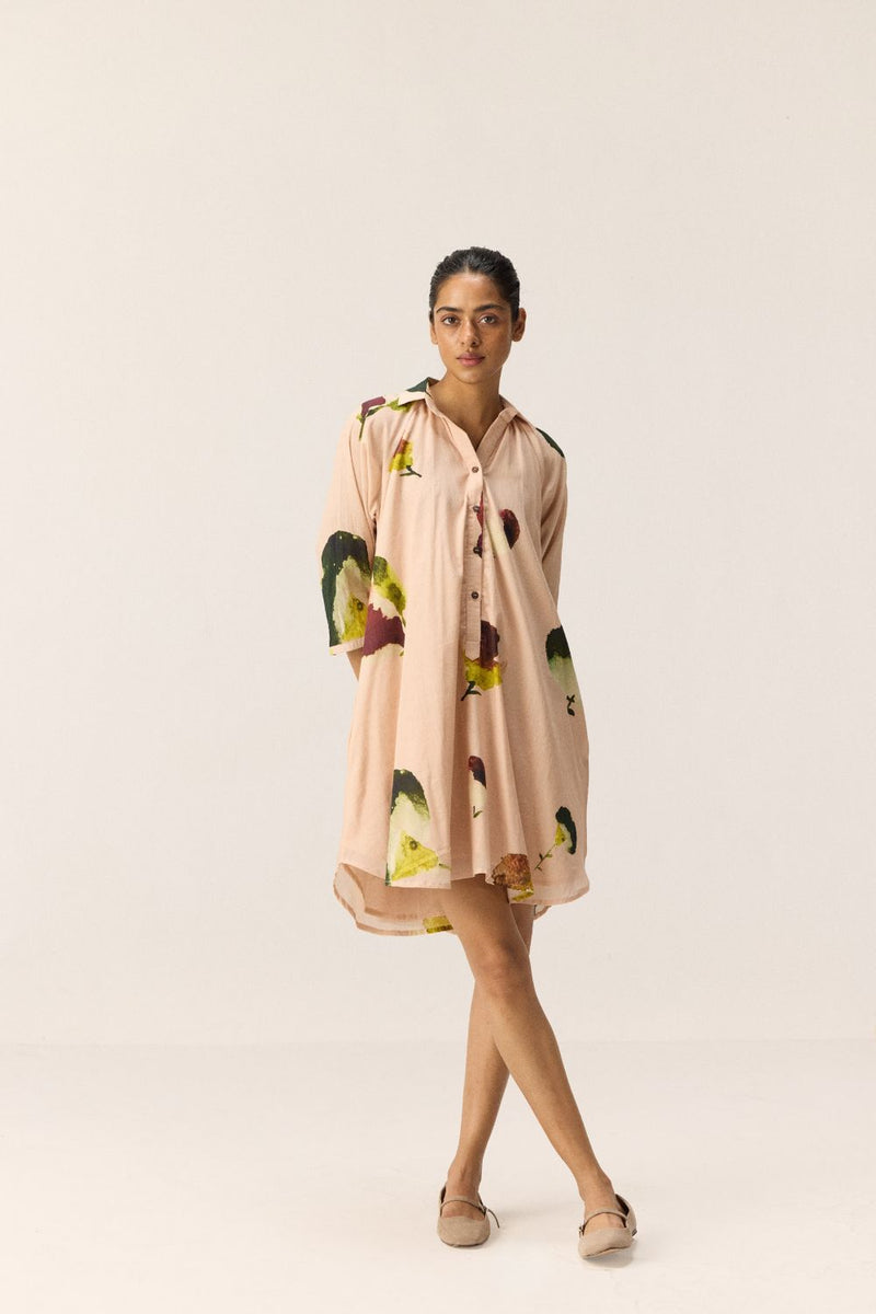 Blush Tide mul dress by Khara Kapas in peach for women in Singapore