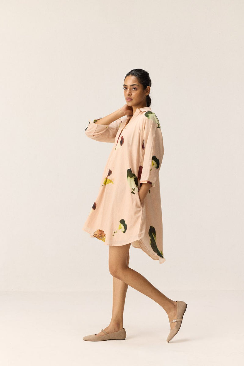 Blush Tide mul dress by Khara Kapas in peach for women in Singapore