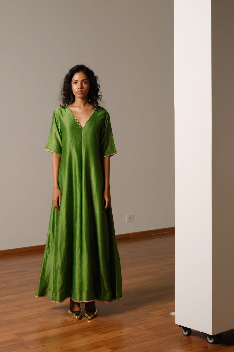 Panna Jumpsuit silk by Khara Kapas in green for women in Singapore