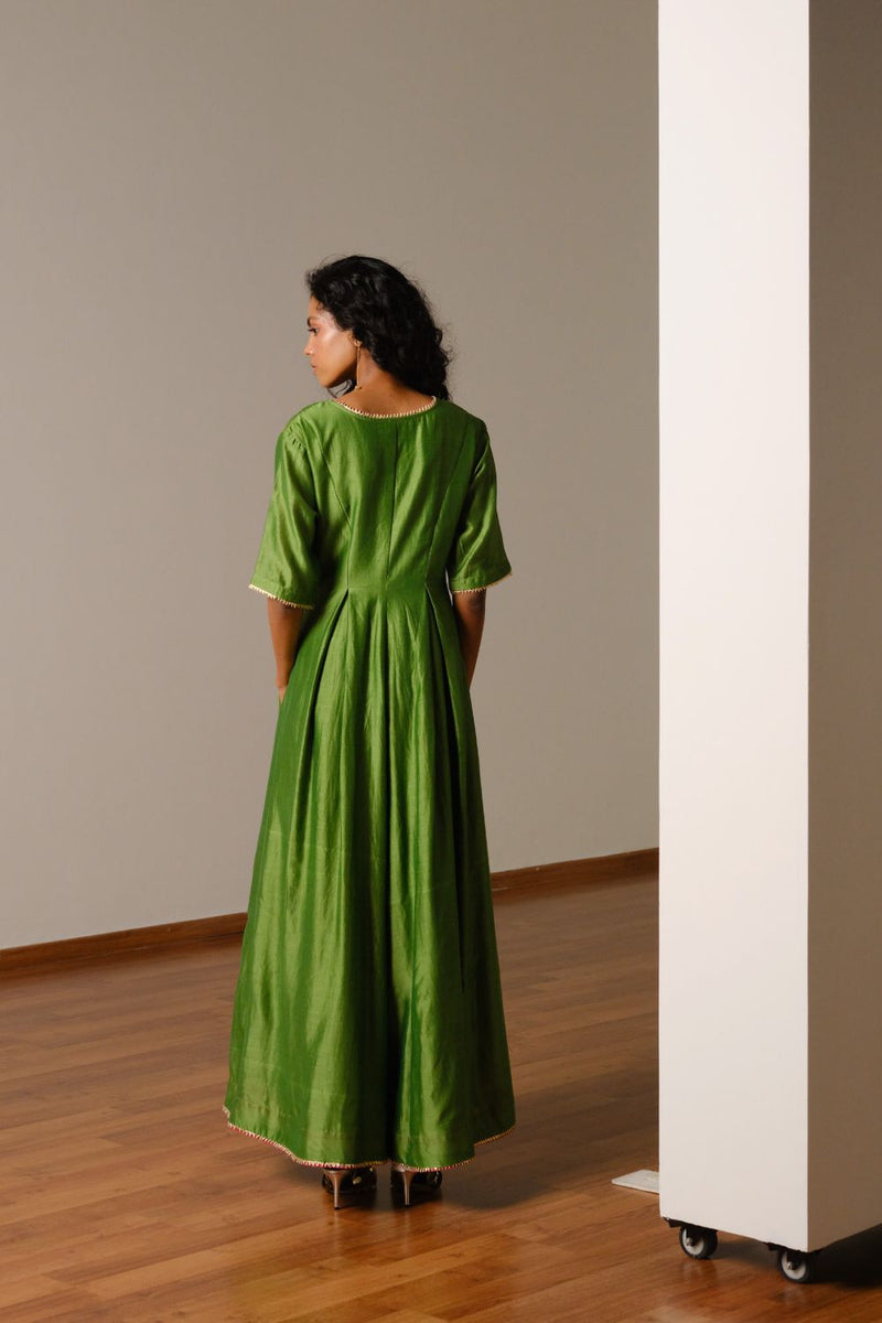 Panna Jumpsuit silk by Khara Kapas in green for women in Singapore