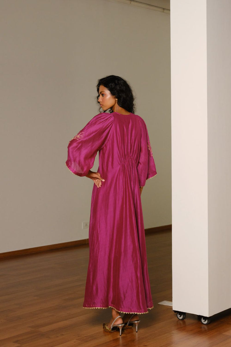 Gulnaar Gown silk by Khara Kapas in pink for women in Singapore
