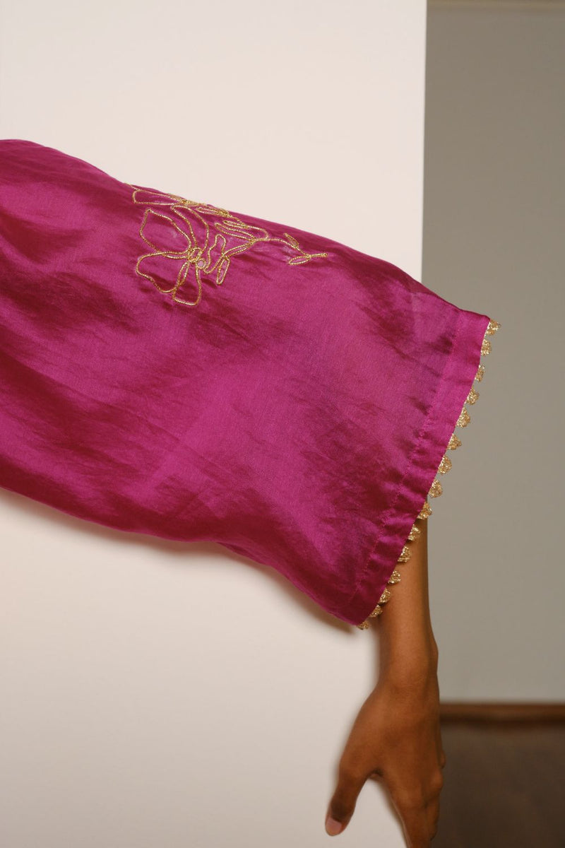 Gulnaar Gown silk by Khara Kapas in pink for women in Singapore