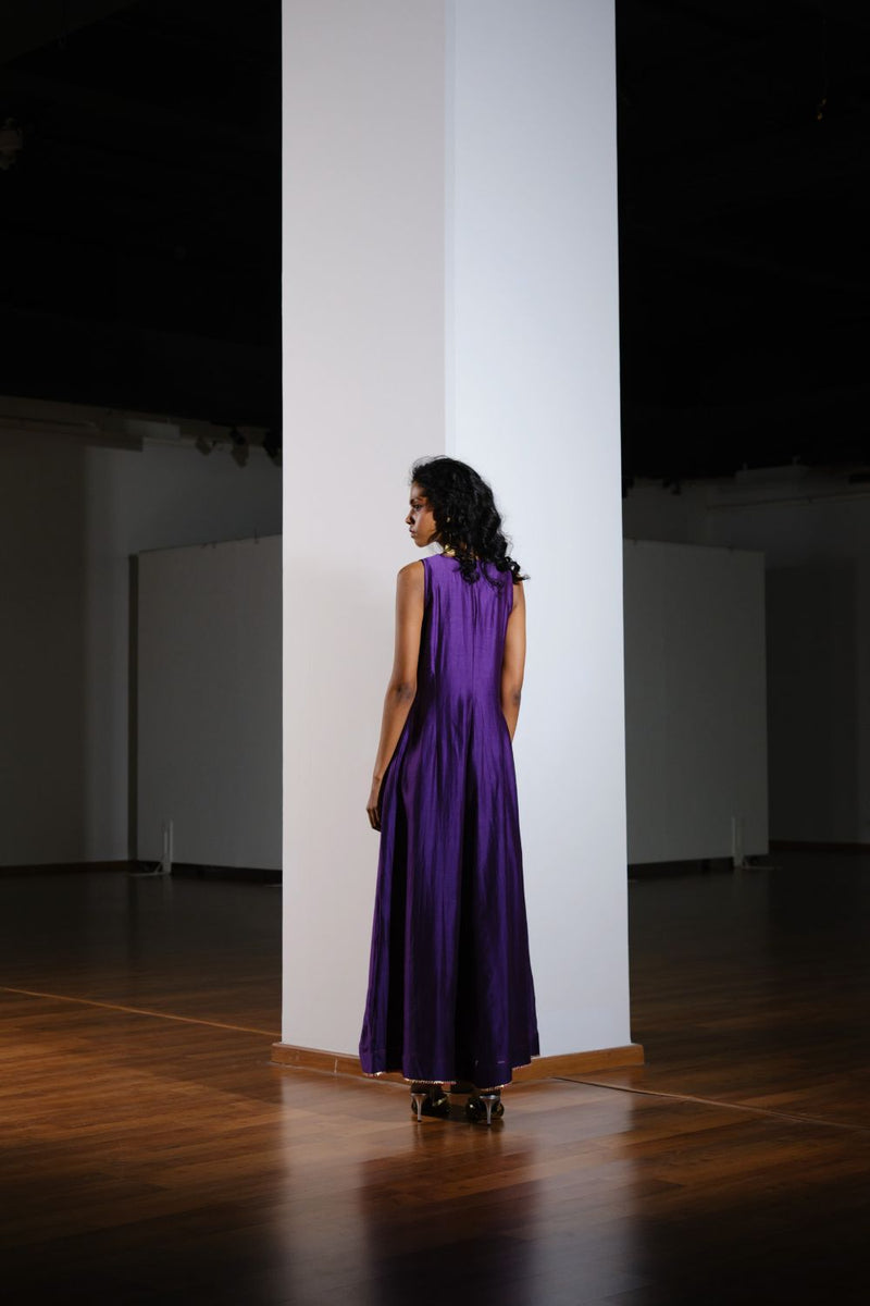 Kachnaar Jumpsuit chanderi by Khara Kapas in purple for women in Singapore
